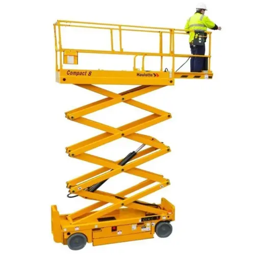 Arriendo de Alzahombre Tijera 8 mts Haulotte modelo Compact 8 en SK Rental con cobertura nacional.